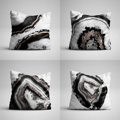 DecorBites™ Gray Marble Black Agate Pillow Case for Home Sofa Chair Decor