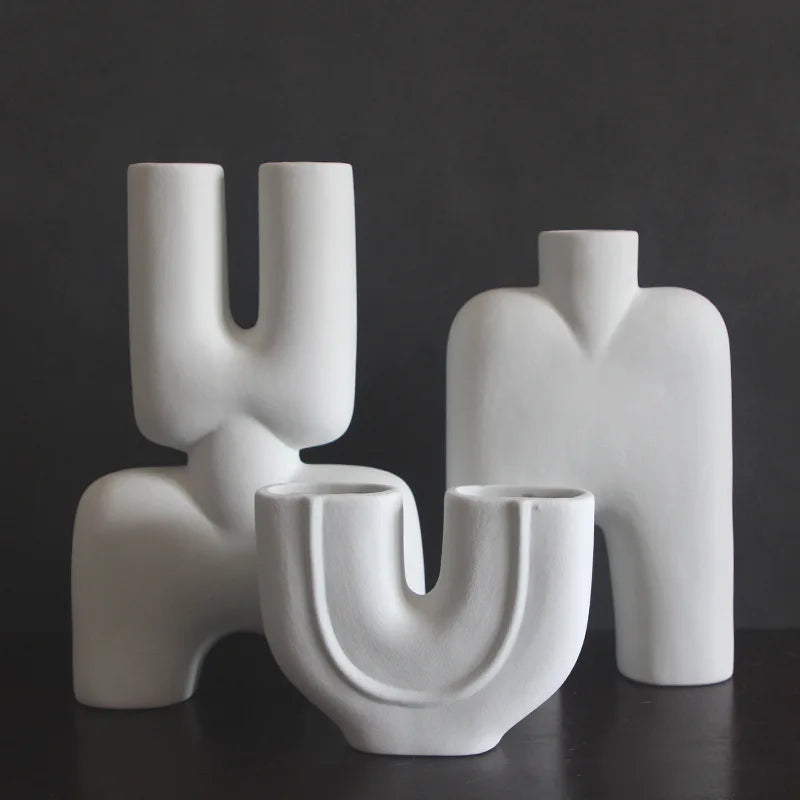 Jarrón geométrico de cerámica DecorBites™ | Adornos irregulares | Accesorios de decoración para el hogar