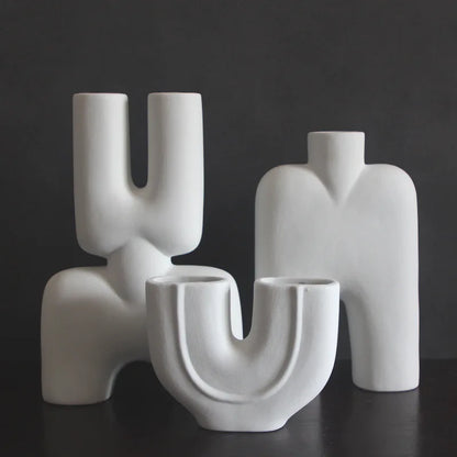 Jarrón geométrico de cerámica DecorBites™ | Adornos irregulares | Accesorios de decoración para el hogar