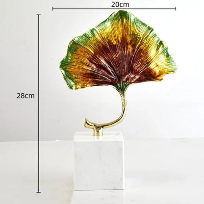 ديكوربايتس™ - تمثال معدني على شكل ورقة الجنكة - ديكور منزلي