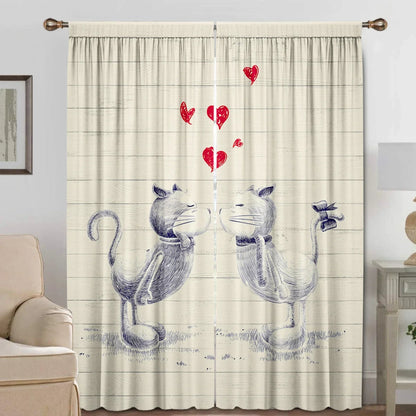 Decobites White Valentine's Day Love Confession Curtains for Kitchen & Living Room