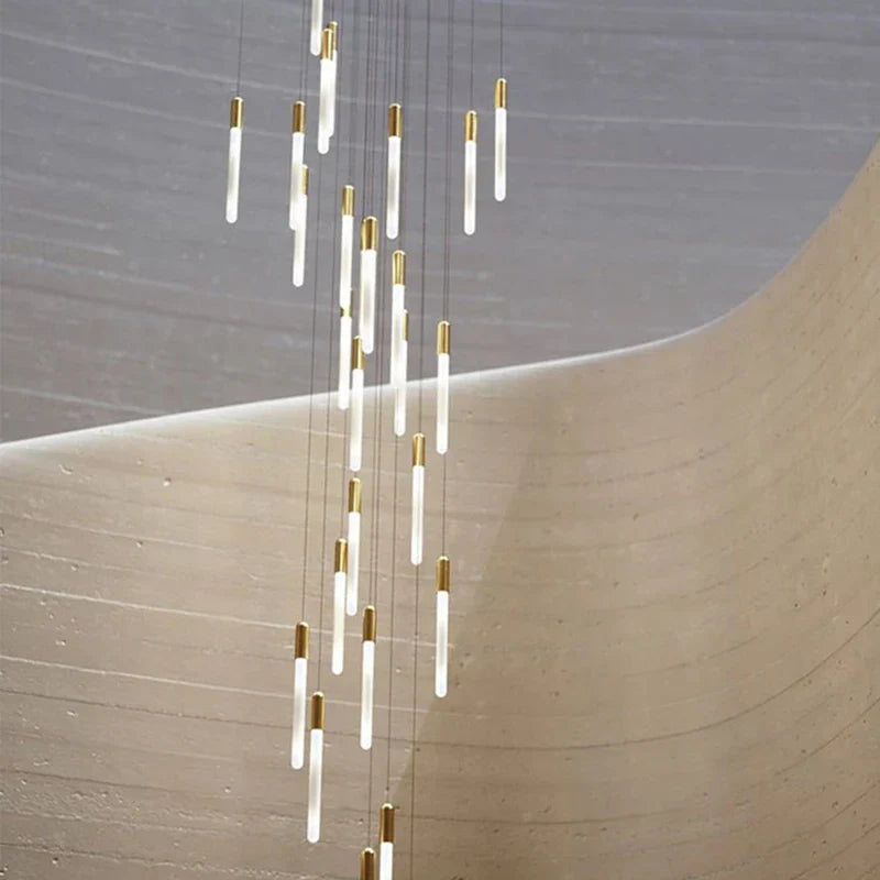 DecorBites™ Luxe Gold Tube Chandelier for Dining & Bedroom Lighting