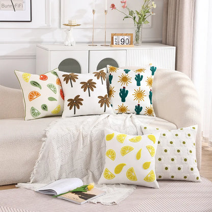 DecorBites™ Cactus Lemon Dandelion Palm Tree Cotton Pillow Case 45x45cm Home Decor
