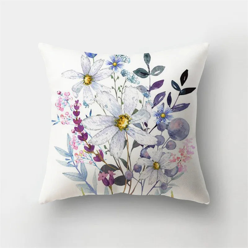 DecorBites™ Deer Animal Short Plush Pillowcase with Natural Leaves and Flowers