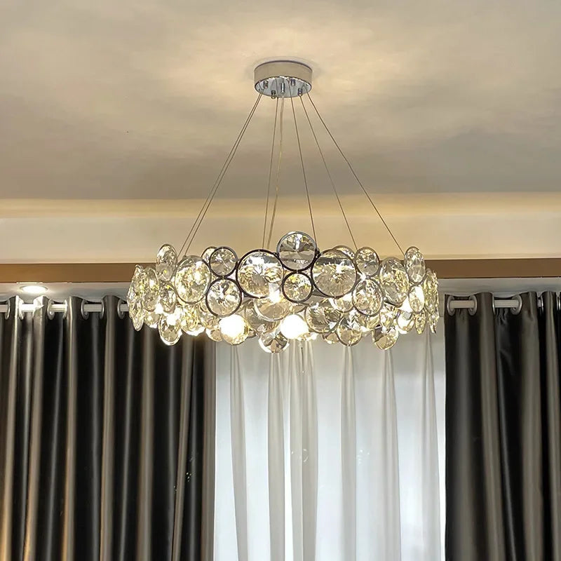 DecorBites™ Crystal Ring Chandelier Chrome Ceiling Pendant Light