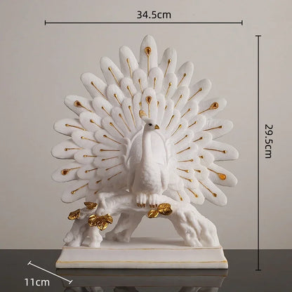 DecorBites™ Golden Phoenix Peacock Sculpture Home Decor Ornament Figurine