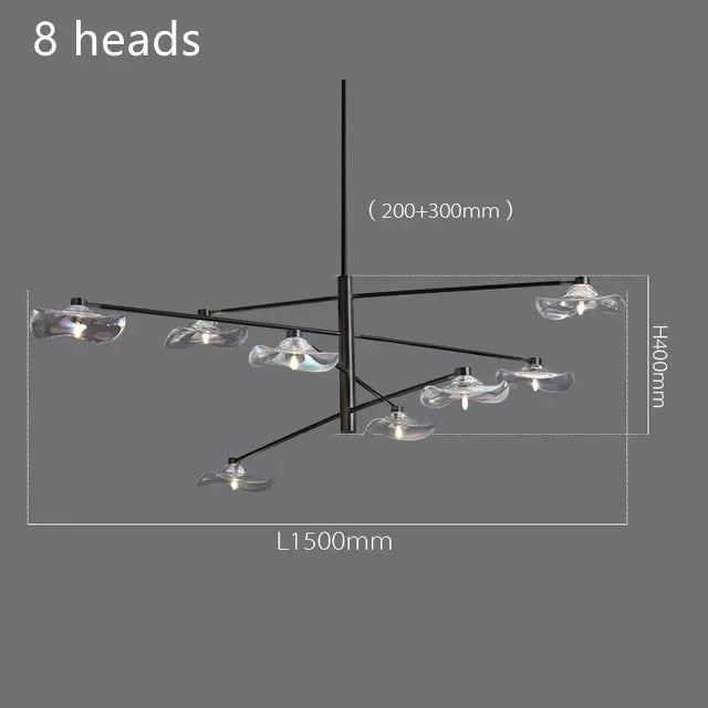 DecorBites™ Lotus Leaf Glass Ceiling Chandelier for Bedroom Living Room Hall Lighting