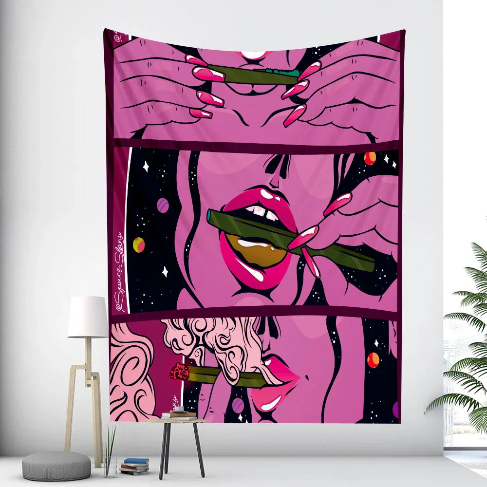 ديكور بايتس™ - نسيج جداري مُزين ببطاقات التاروت، بتصميم امرأة تجريدية، لديكور غرفة بوهو