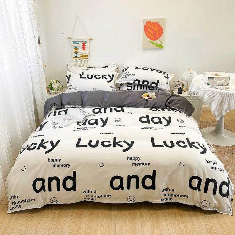 DecorBites™ Happy Little Dog Duvet Set with Sheet Pillowcases Queen/King Single Double Bedding