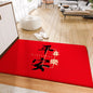 Decobites Red Tech Velvet Entrance Doormat: New Chinese Style, Anti-slip, Wear-resistant & Easy To Clean