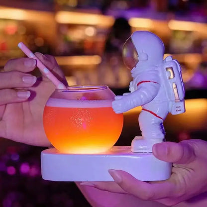 DecorBites™ Glowing Astronaut Cocktail Glasses | Personalized Bar Decor & Molecular Drink Tumbler