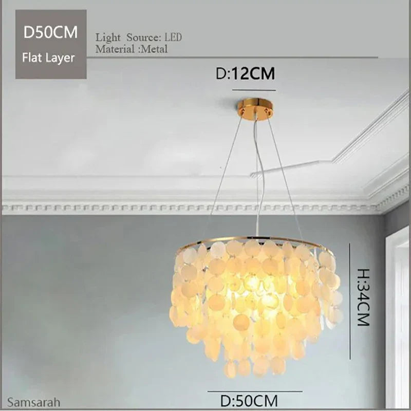 DecorBites™ Gold Chrome Metal Shell Chandelier for Restaurant Living Room Hotel Hall