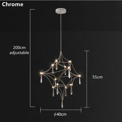 DecorBites™ Golden Lustre Crystal Chandelier for Living Dining Bedroom LED Lights
