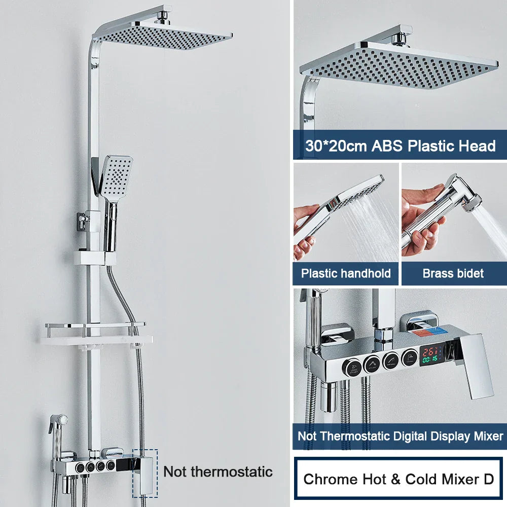 DecorBites™ Black 4-Way Digital Shower System with Rainfall Head and Bidet