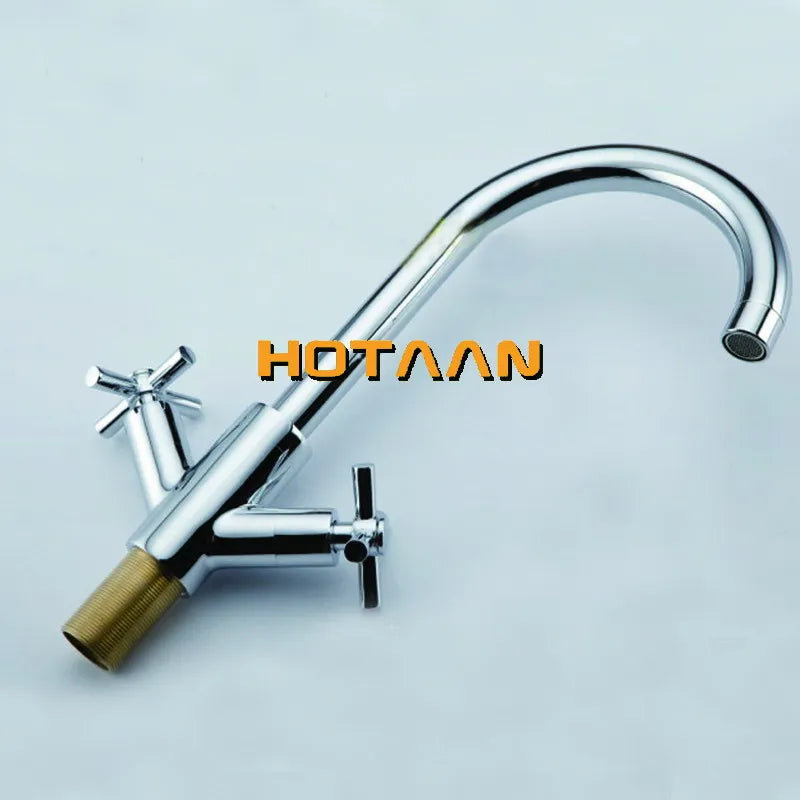 DecorBites™ Kitchen Mixer Tap | Dual Handle Cold Hot Water Swivel Faucet