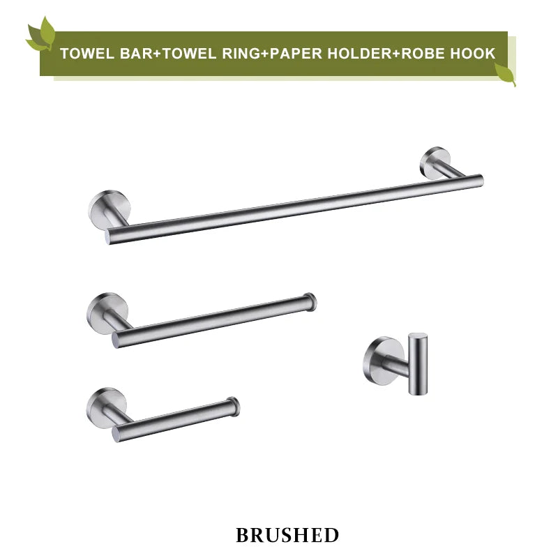 DecorBites™ Brushed Gold Bathroom Accessories Set Hand Towel Bar Rack Toilet Paper Holder