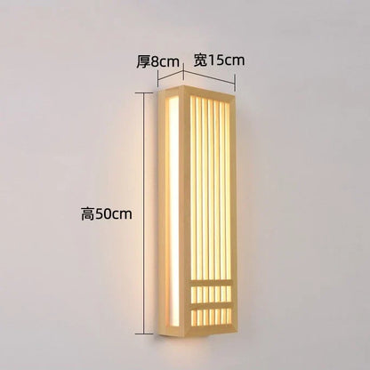 DecorBites™ Japanese Wood Wall Lamps LED Acrylic Rectangular Bedside Light for Bedroom