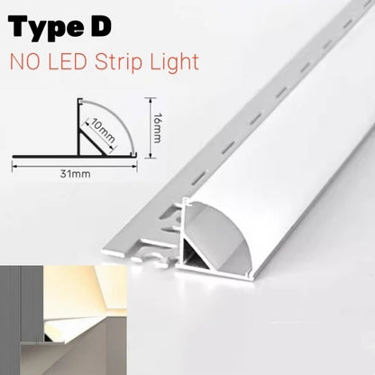 قناة خط الخصر المُدمجة ذات الملف الألومنيوم LED من DecorBites™ لزوايا الإضاءة الخلفية