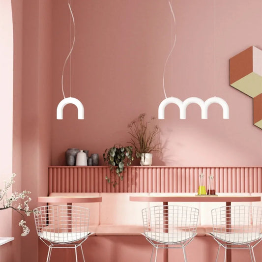 DecorBites™ Blue Metal Arch Chandelier Pendant Light - Modern Design for Home Décor