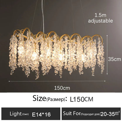 DecorBites™ Crystal Led Chandelier Golden Luxury Living Room Ceiling Lamp