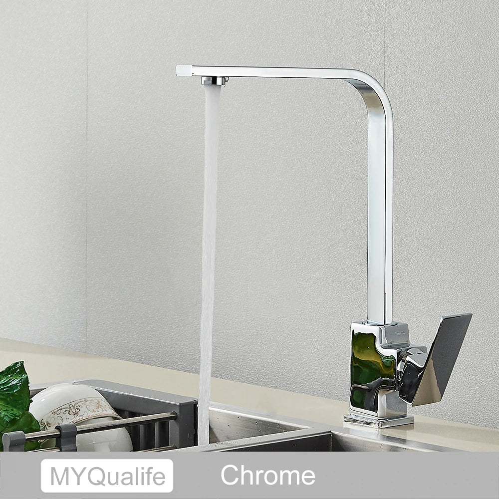 DecorBites™ Kitchen Faucet: Chrome/Gold 360° Rotation Mixer Tap, Deck Mounted Utility Sink