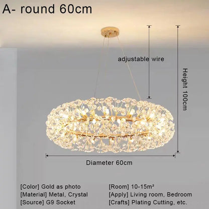 Lámpara de techo colgante LED de cristal DecorBites™ para decoración e iluminación del hogar