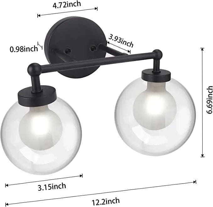 Apliques de pared DecorBites™ de doble cabezal, de vidrio y hierro, modernos y minimalistas, ideales para tocadores de baño.