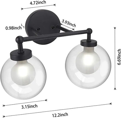 Apliques de pared DecorBites™ de doble cabezal, de vidrio y hierro, modernos y minimalistas, ideales para tocadores de baño.