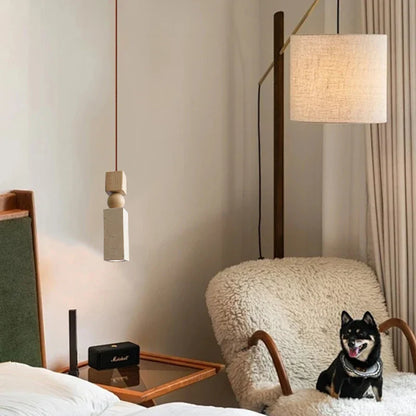 DecorBites™ LED Pendant Lamp Mid Century Modern Decor Yellow Travertine Wood Hanglamp