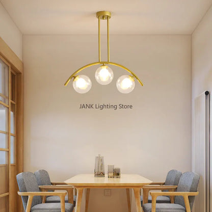 DecorBites™ Gold Glass Ball LED Chandelier for Modern Minimal Decor in Kitchen, Bedroom