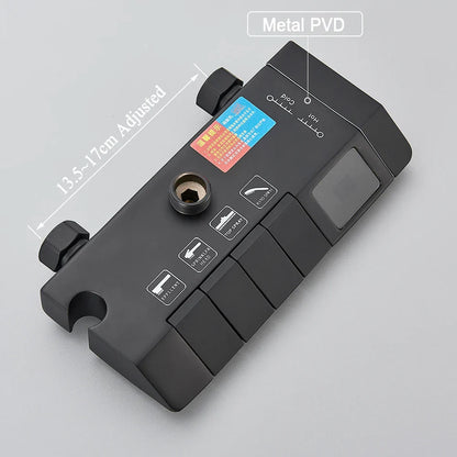 نظام دش DecorBites™ Black Piano الرقمي مع صنابير نحاسية ذكية ودش مطري أبيض