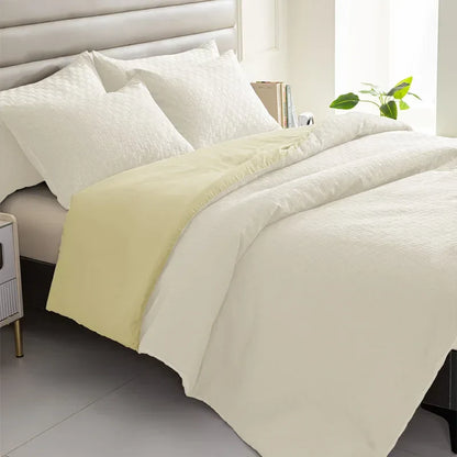 Decobites Waffle Grid Queen Duvet Set: Soft, Breathable, Durable Comforter with Pillowcase - Spring/Autumn