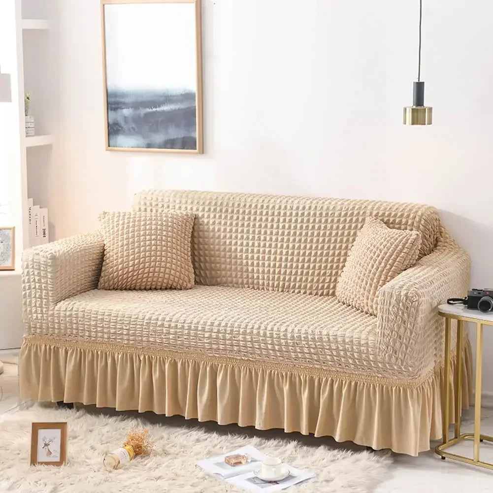 Decobites Plush Sofa Cover: 3D Thick Stretch Slipcover for Cozy Couch Protection