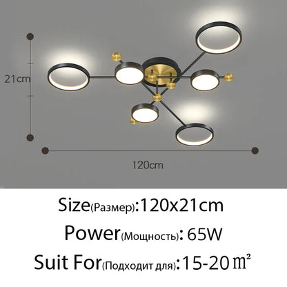 DecorBites™ Gold Frame LED Chandelier: Modern Lighting for Living Room, Bedroom - Indoor Fixture & Lustres