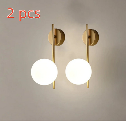 DecorBites™ Gold LED Glass Ball Wall Lamp: American Style Aisle Sconce for Bedroom, Study, and Corridor