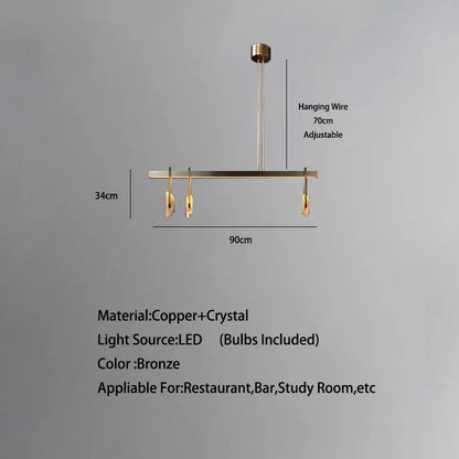 DecorBites™ Bronze LED Crystal Hanging Lamp Luxury Fixture for Living Room
