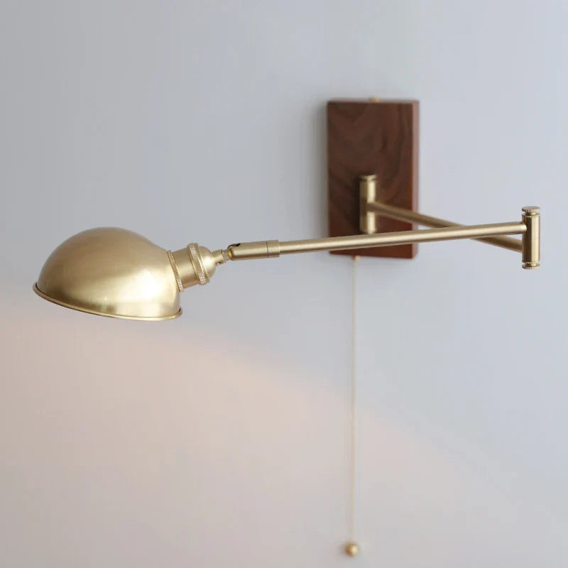 DecorBites™ Canopy LED Wall Light, Walnut Ash Wood, Pull Chain Switch, Left Right Rotate