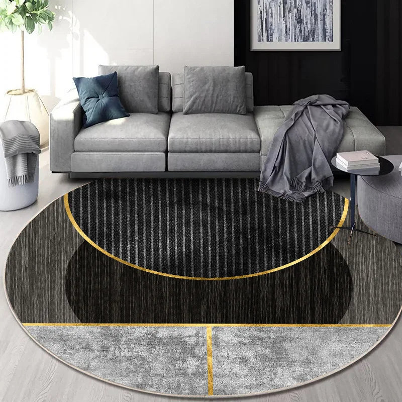 DecorBites™ Circular Geometric Cashmere Floor Mat for Living Room, Stain Resistant & Easy-Clean