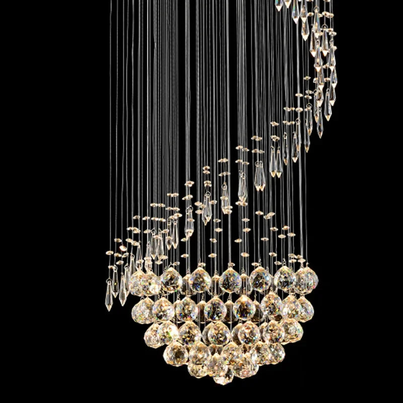 DecorBites™ Crystal Staircase Chandelier: Modern LED Indoor Lighting for Living Room, Lobby, and Home
