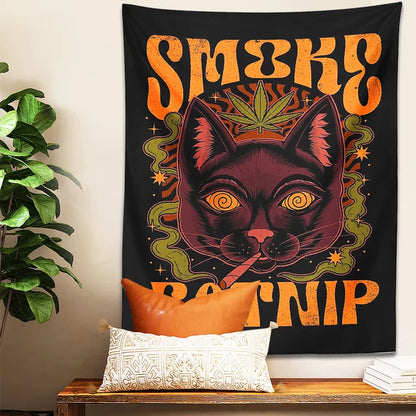 Decobites Smoke Catnip Tapestry Wall Hanging Tarot Cat Mysterious Divination Witchcraft Dorm Decor