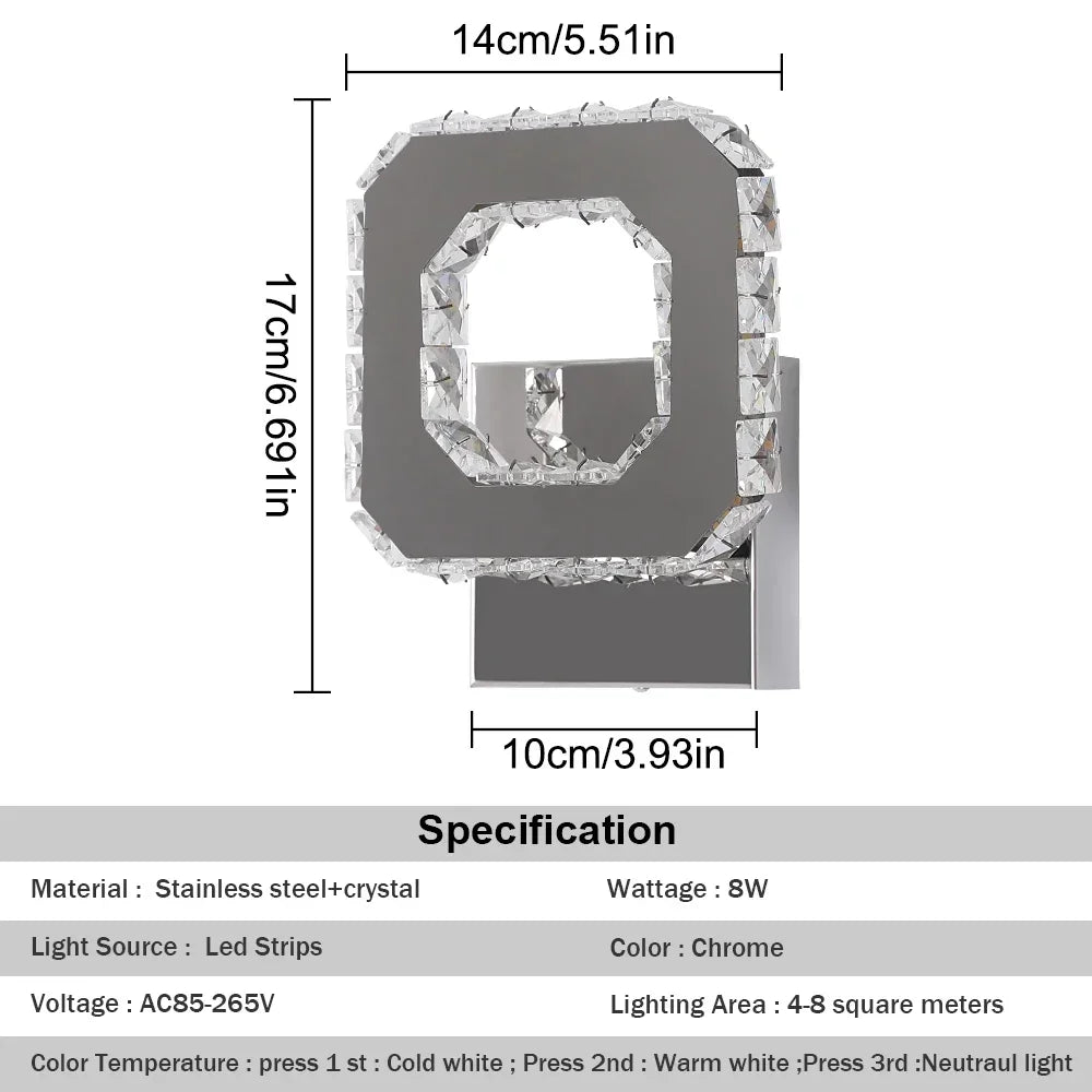 DecorBites™ Crystal Led Wall Sconce | Modern Minimalist Living Room Lighting