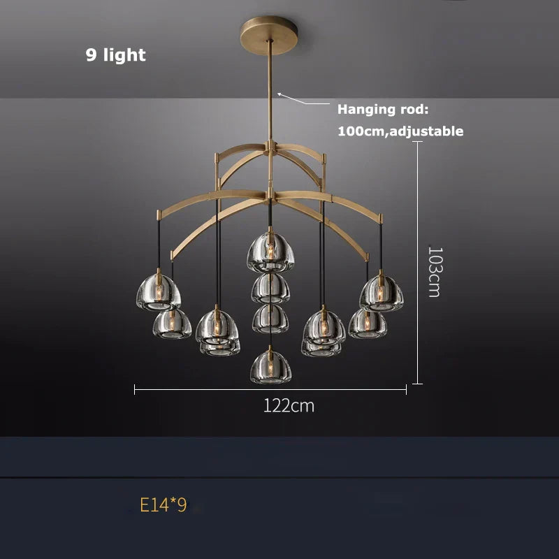 Decorbites™ Amerikanischer Kupferkristall-Kronleuchter: E14 LED Vintage-Deckenbeleuchtung für das Wohnzimmer