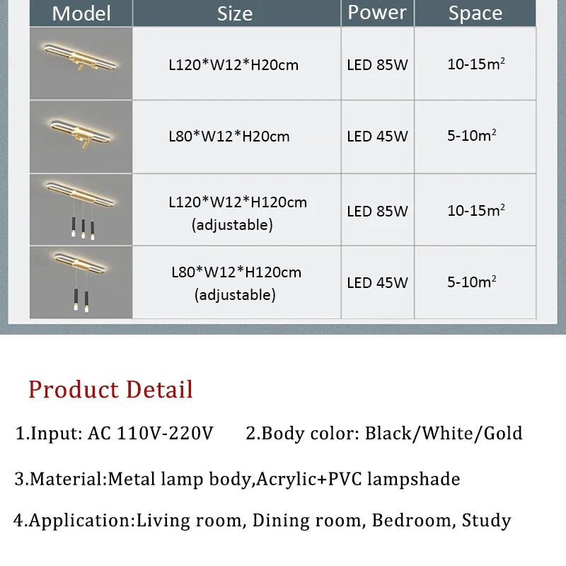 DecorBites™ LED Chandelier: Modern Ceiling Lighting for Living Dining Bedroom Kitchen Aisle