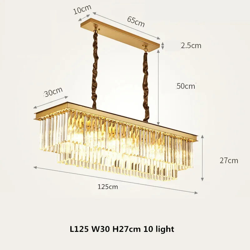 DecorBites™ Gold Black Metal Crystal Pendant Lights Chain Hanging LED Suspension Lamp Fixtures