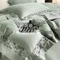 Decobites Lace Embroidery 1200TC Egyptian Cotton 4Pcs Bedding Set with Wide Hollow Design