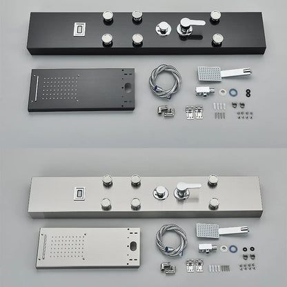 صنبور دش أسود مثبت على الحائط من DecorBites™ مع شلال مطري وخلاط ساخن وبارد