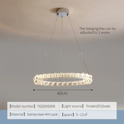 DecorBites™ Crystal Chandelier: Modern Net Red Circle Light for Living Room, Bedroom, Restaurant