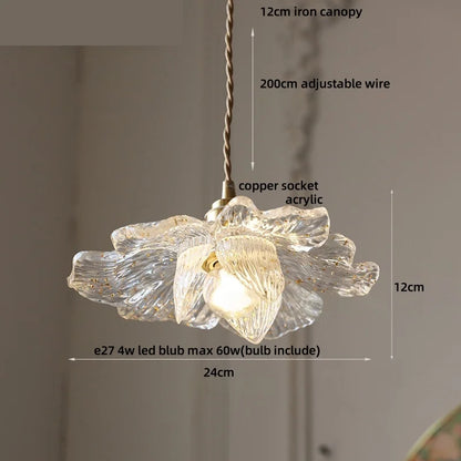 DecorBites™ Acrylic LED Pendant Light: Copper Walnut Wood Flower Hang Lamp