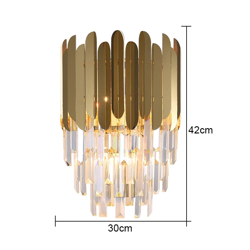 Lámpara de pared LED de cristal dorado Decorbites™ para iluminación elegante del hogar