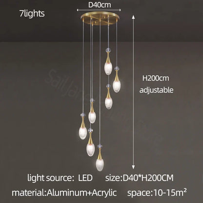 DecorBites™ LED Luxury Chandelier for Living Room Hall Dining Kitchen - Modern Double Staircase Lighting